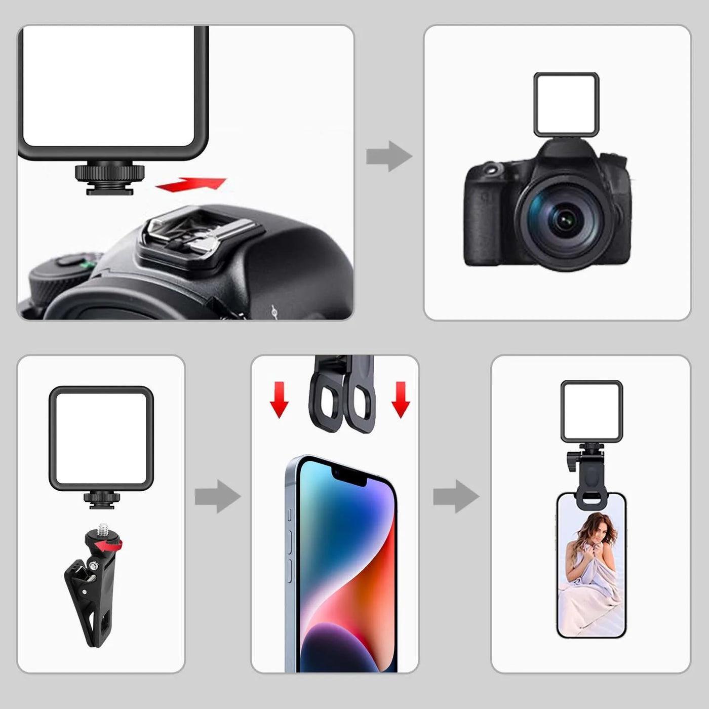 Lumière LED Clip Vidéo Portable pour Photographie sur Appareil Photo