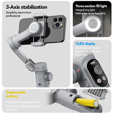 Stabilisateur à main 3 axes pour smartphone