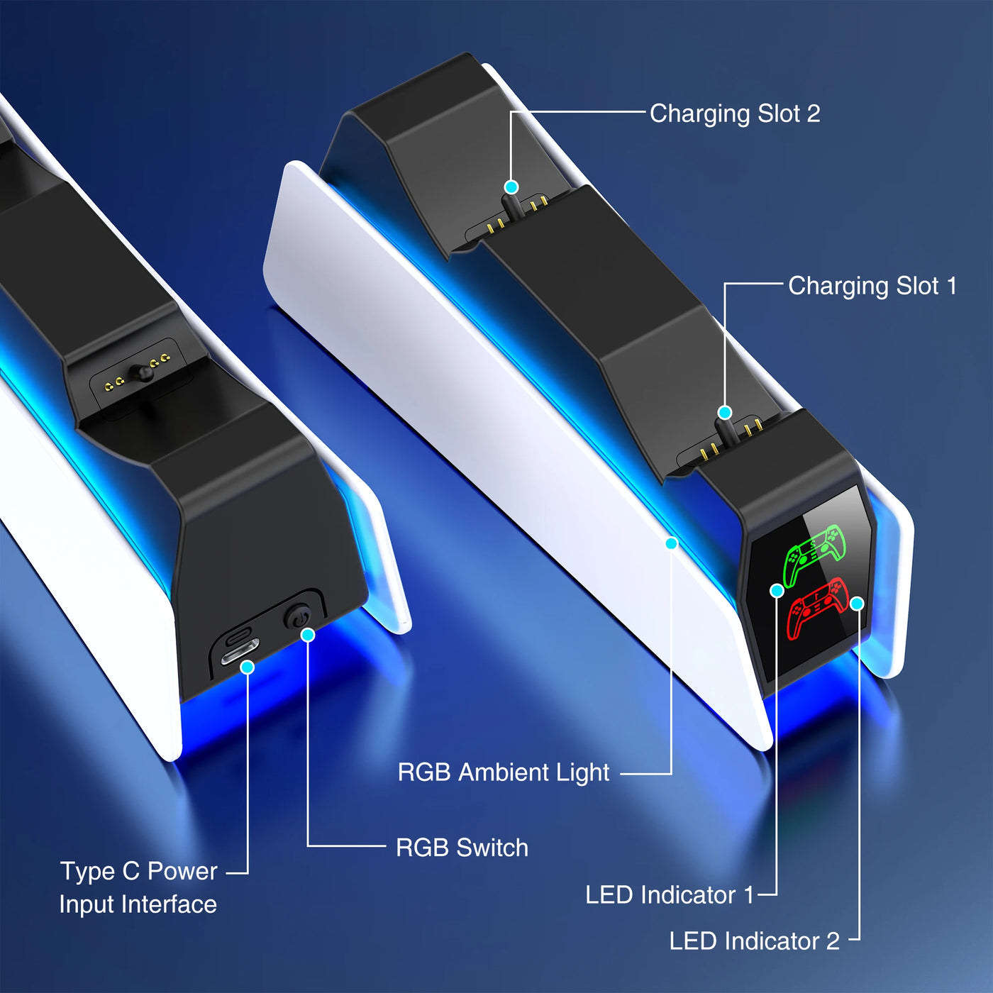 Station de Charge RGB pour Manettes PlayStation 5