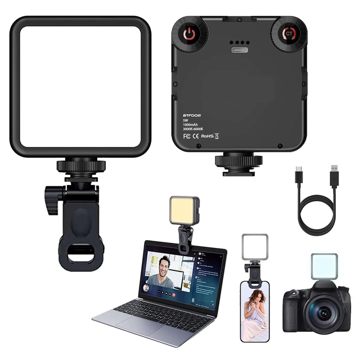 Lumière LED Clip Vidéo Portable pour Photographie sur Appareil Photo