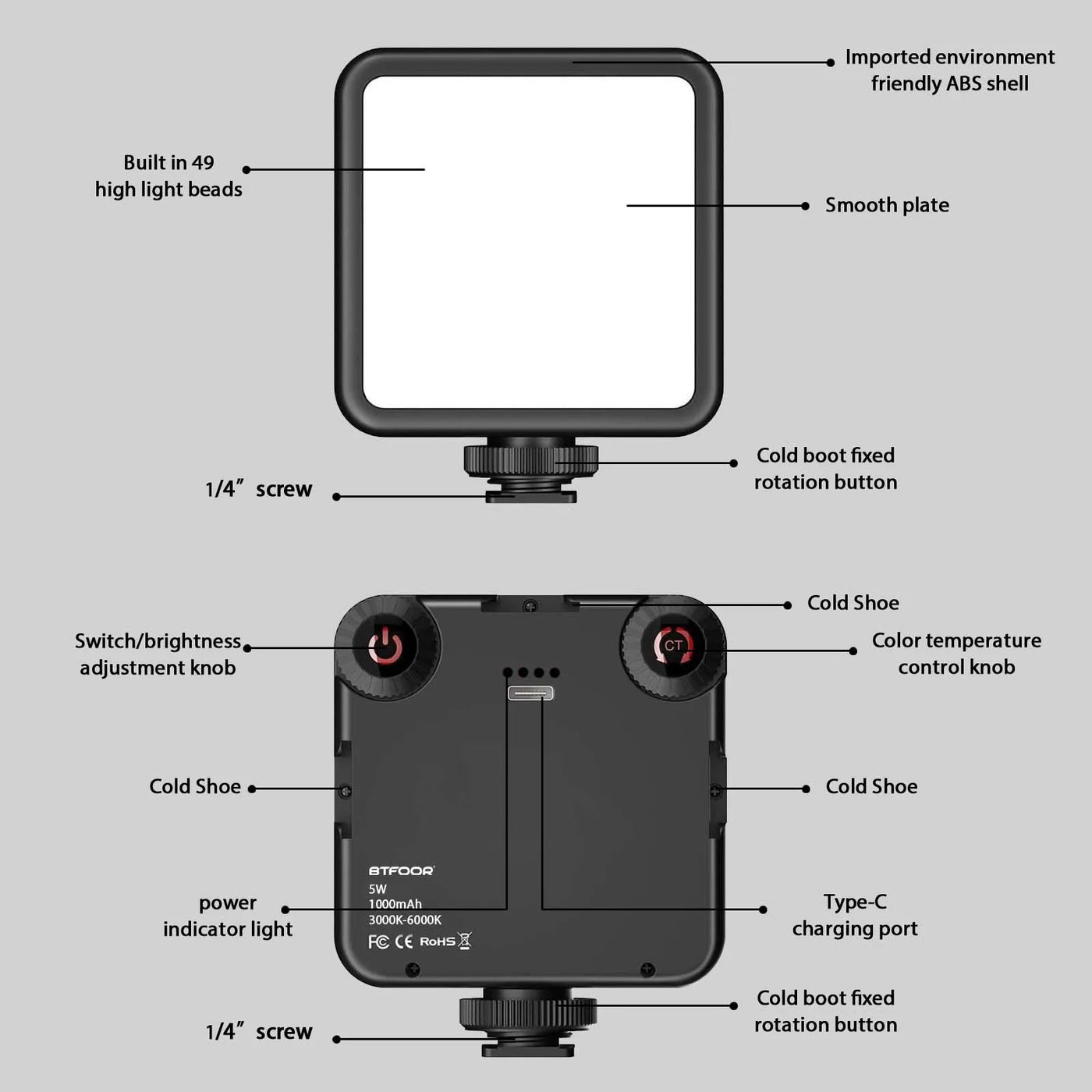 Lumière LED Clip Vidéo Portable pour Photographie sur Appareil Photo